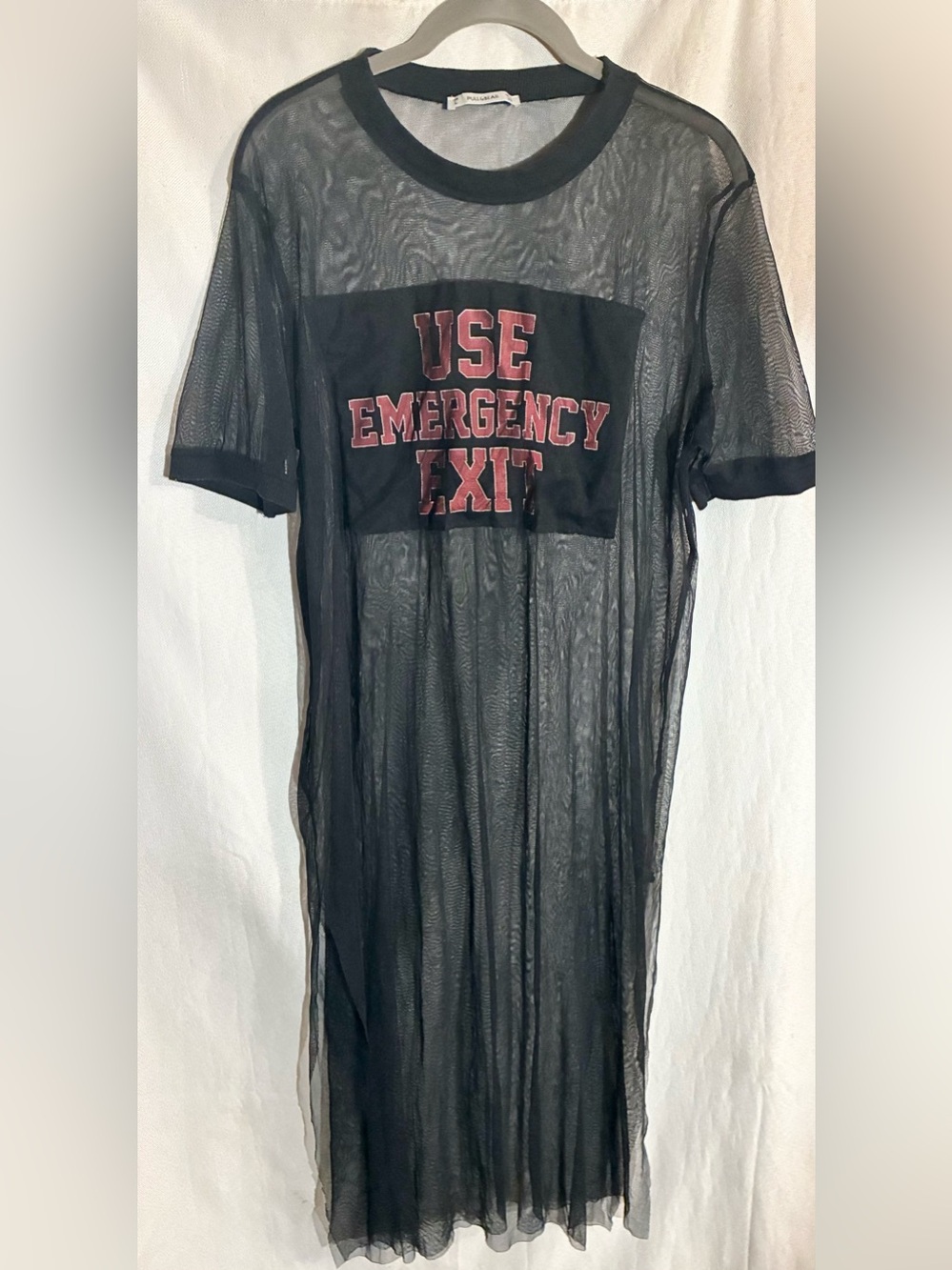 Pull & Bear Black Mesh Long Top Sz L Shirt Grunge Sheer Whymsygoth Fairy core